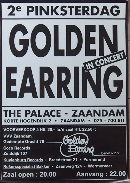 Golden Earring show poster June 08 1992 Zaandam - Palace discotheek  (Collection Edwin Knip)